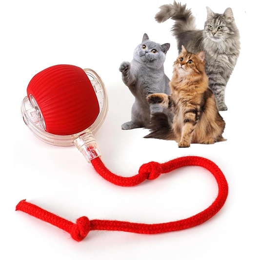 Pelota Inteligente con Soga para Gatos (Carga USB)